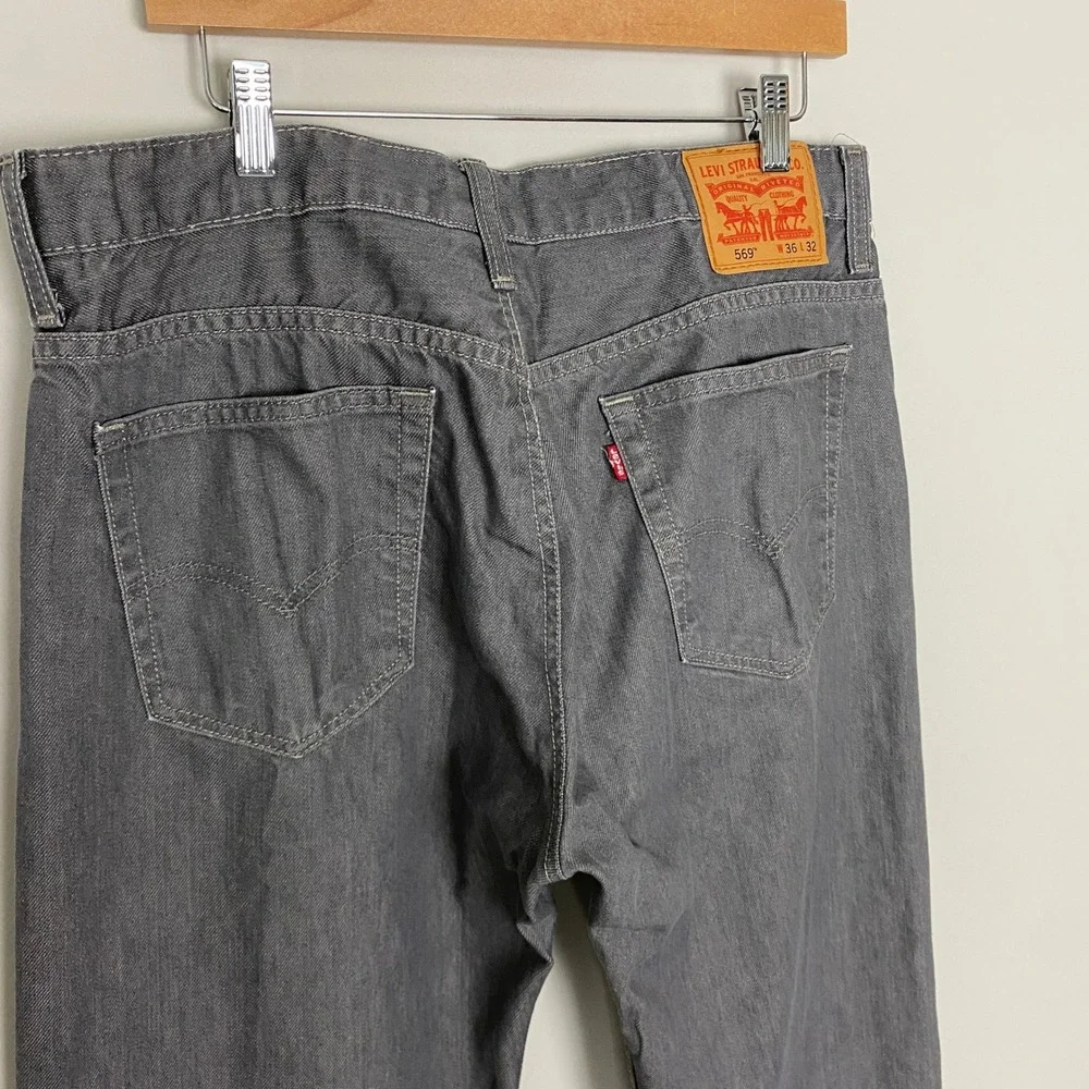 Levi's 569 Loose Straight Jeans Mens 36x32 (fits 36x30) Grey Baggy Relaxed Denim